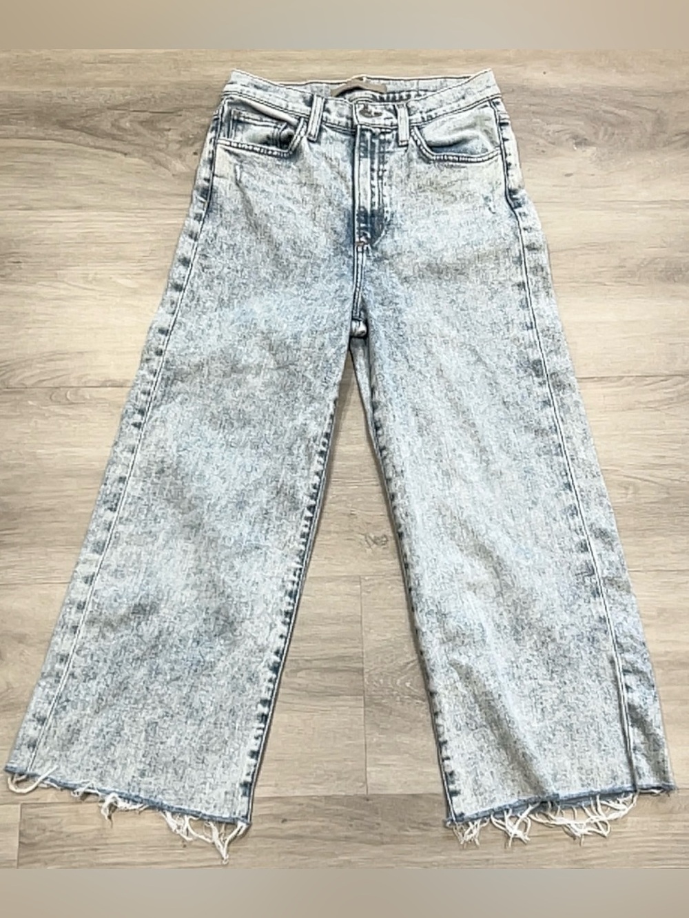 Joe's Jeans The Mia Clueless High Rise Acid Wash Wide Leg Raw Hem Ankle Jeans 27